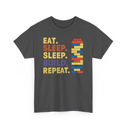 Eat Sleep Build Repeat T-Shirt - Funny Bricks Blocks Graphic Tee