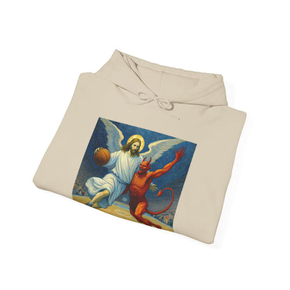 Jesus Vs Satan Basketball Hoodie | Faith-Inspired Sportswear - Stylfer