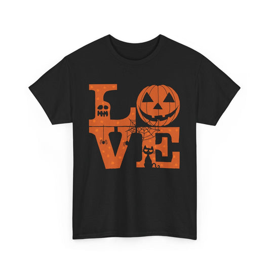 Love Halloween Shirt | Cat Pumpkin Ghost Graphic Tee - Stylfer