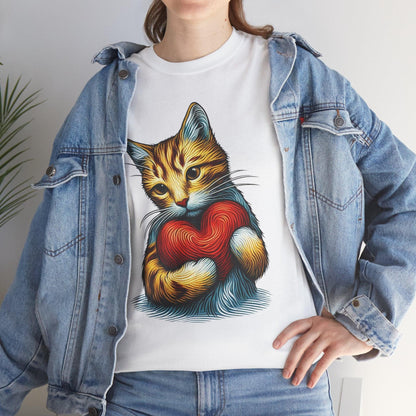 Valentines Day Cute Cat Love T-Shirt - Stylfer