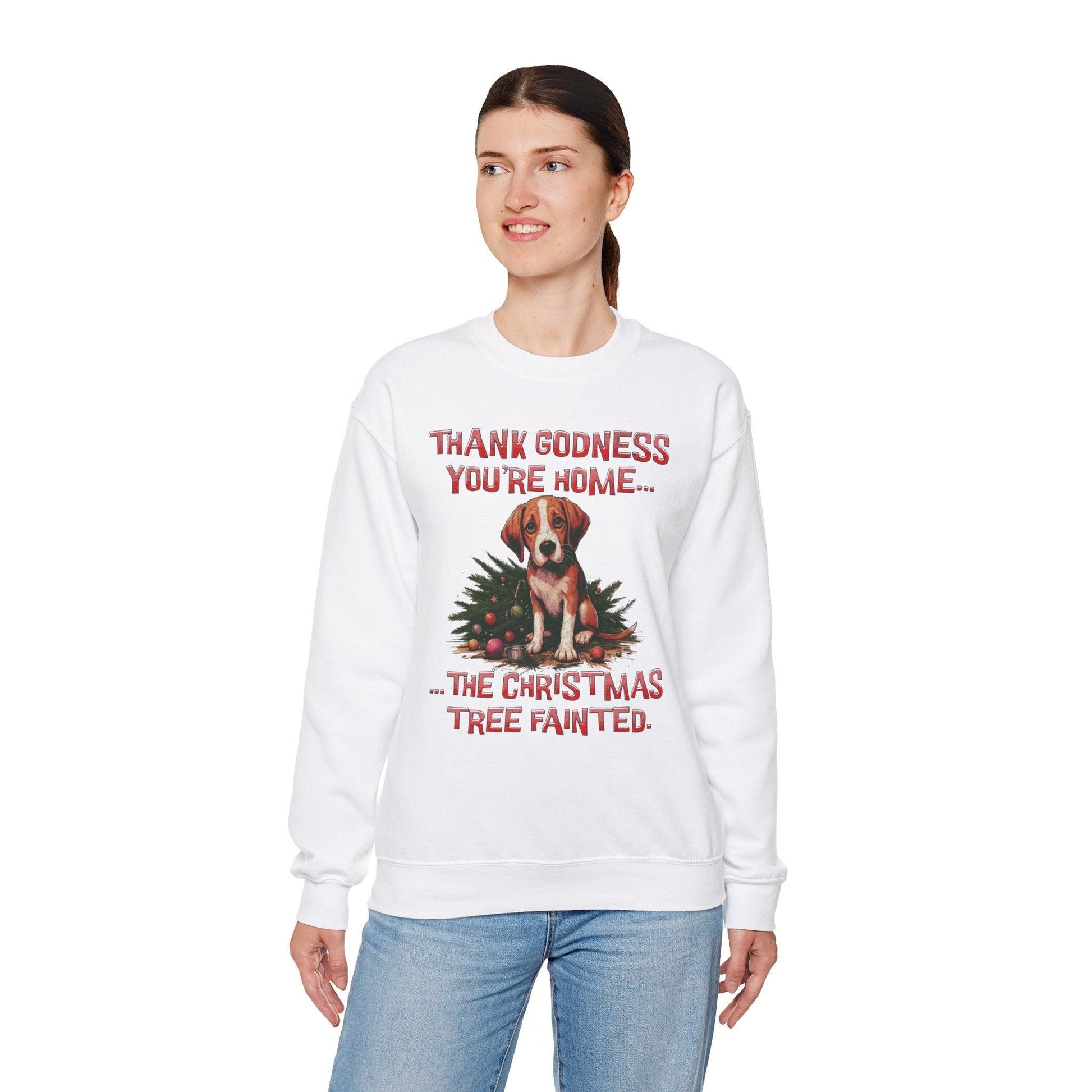 Thank Godness You're Home Christmas Sweatshirt | Funny Dog Sweater - Stylfer