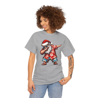 Hawaiian Dabbing Santa | Funny Christmas T-Shirt for Men & Women - Stylfer