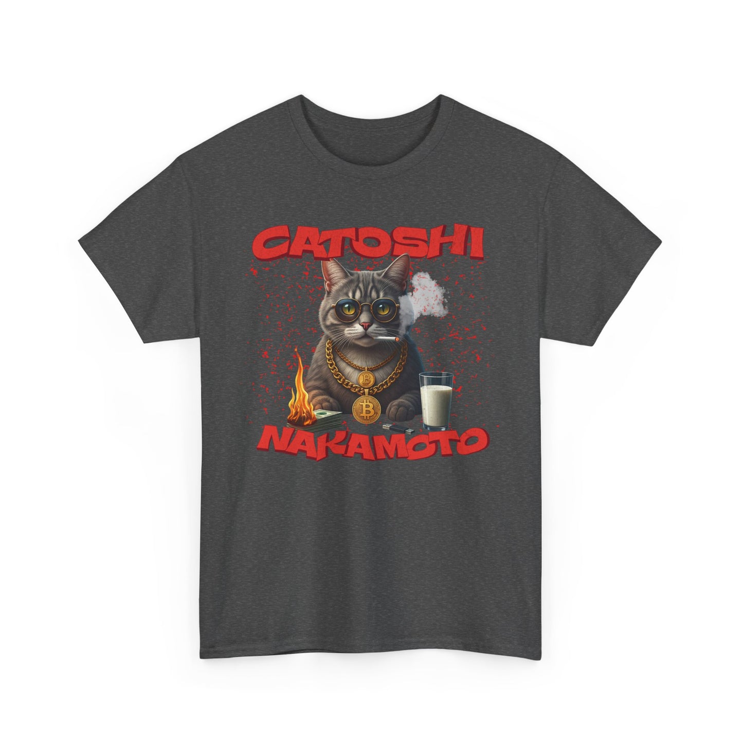 Catoshi Nakamoto Funny T-Shirt – Bitcoin Meme Cat Graphic Tee