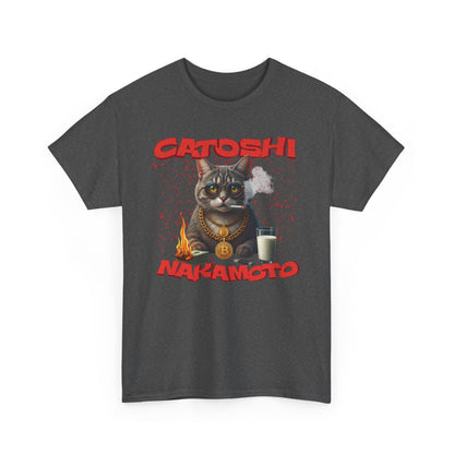 Catoshi Nakamoto Funny T-Shirt – Bitcoin Meme Cat Graphic Tee