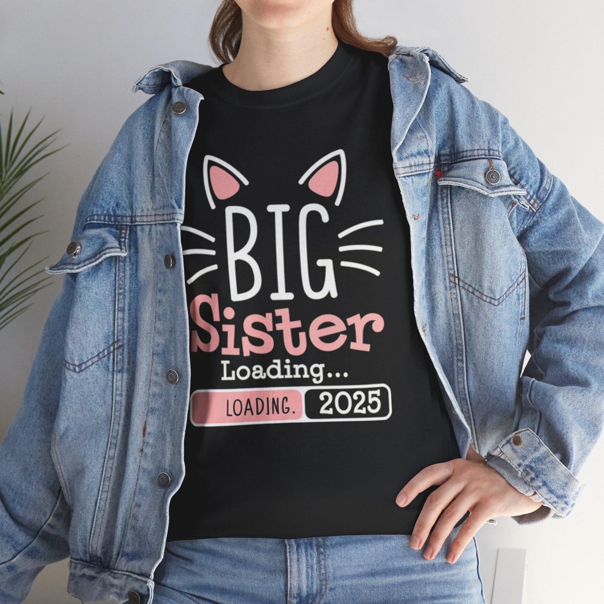 Promoted to Big Sister 2025 Shirt | Funny Cat Lovers Tee - Stylfer