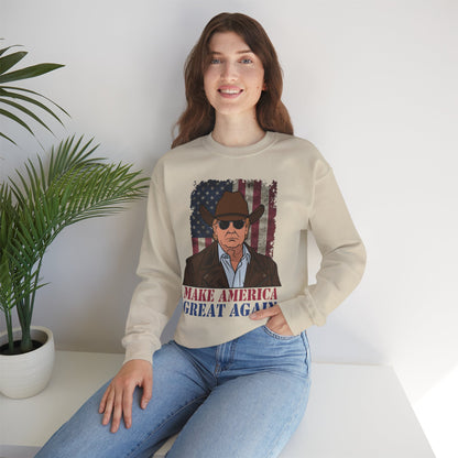 Make America Great Again Cowboy Trump Sweatshirt – Patriotic Western Graphic Sweater