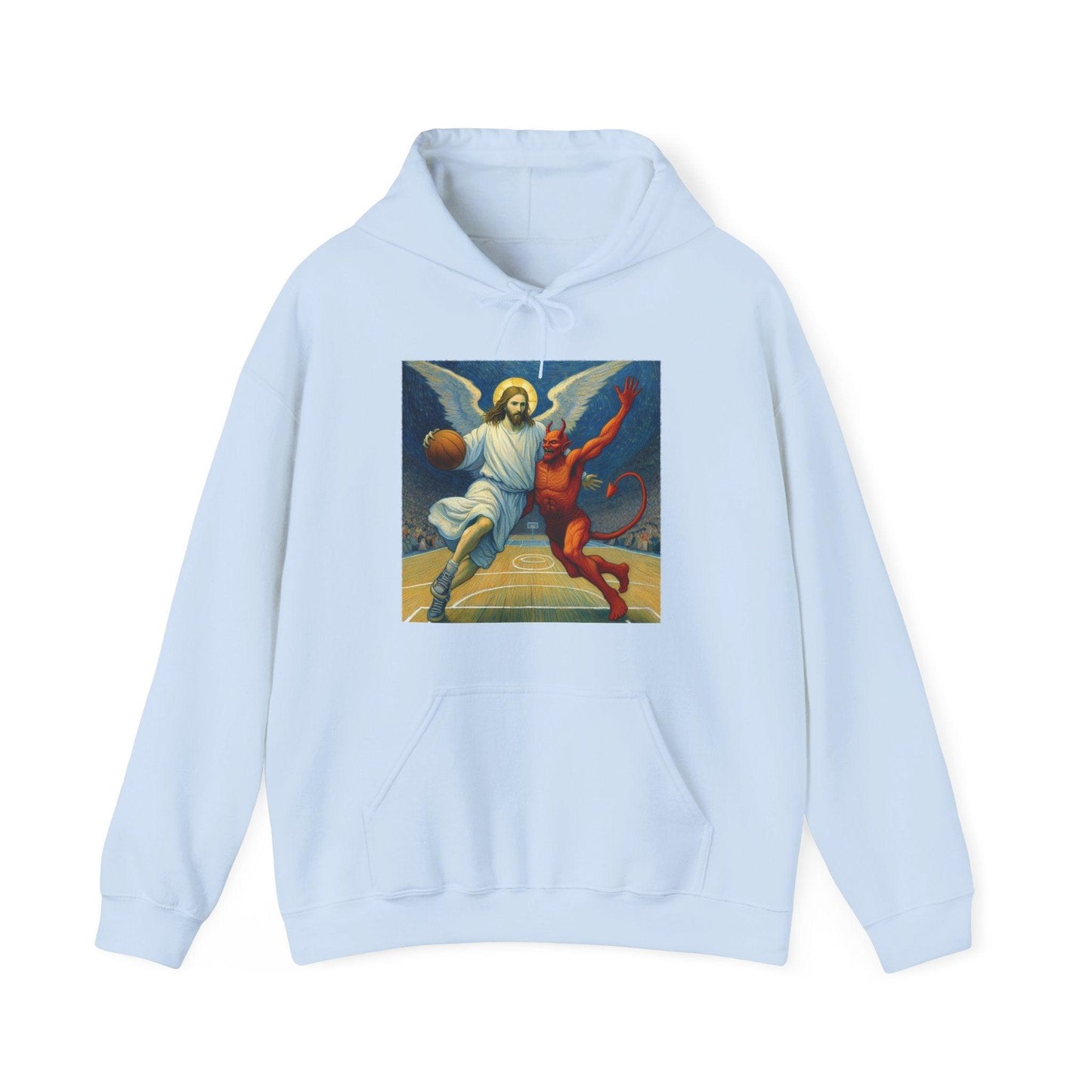 Jesus Vs Satan Basketball Hoodie | Faith-Inspired Sportswear - Stylfer