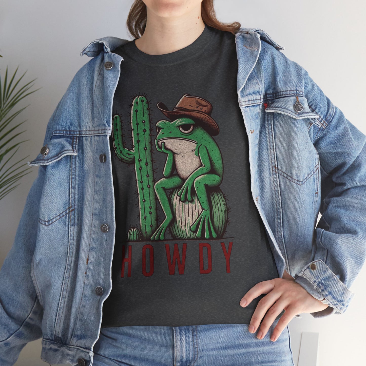 Funny Frog Cowboy T-Shirt | 'Howdy' Western Graphic Tee for Men & Women