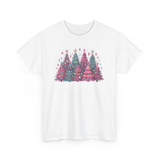 Cute Christmas Trees Shirt | Pink Merry Christmas Holiday Graphic Tee - Stylfer