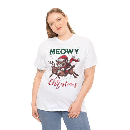 Funny Meowy Christmas Grumpy Shirt | Cat Lovers Vintage Holiday Te - Stylfer