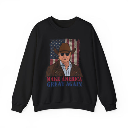 Make America Great Again Cowboy Trump Sweatshirt – Patriotic Western Graphic Sweater