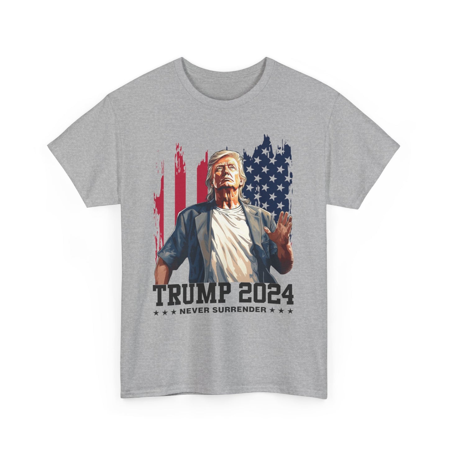 Trump 2024 Never Surrender T-Shirt – Patriotic Graphic Tee