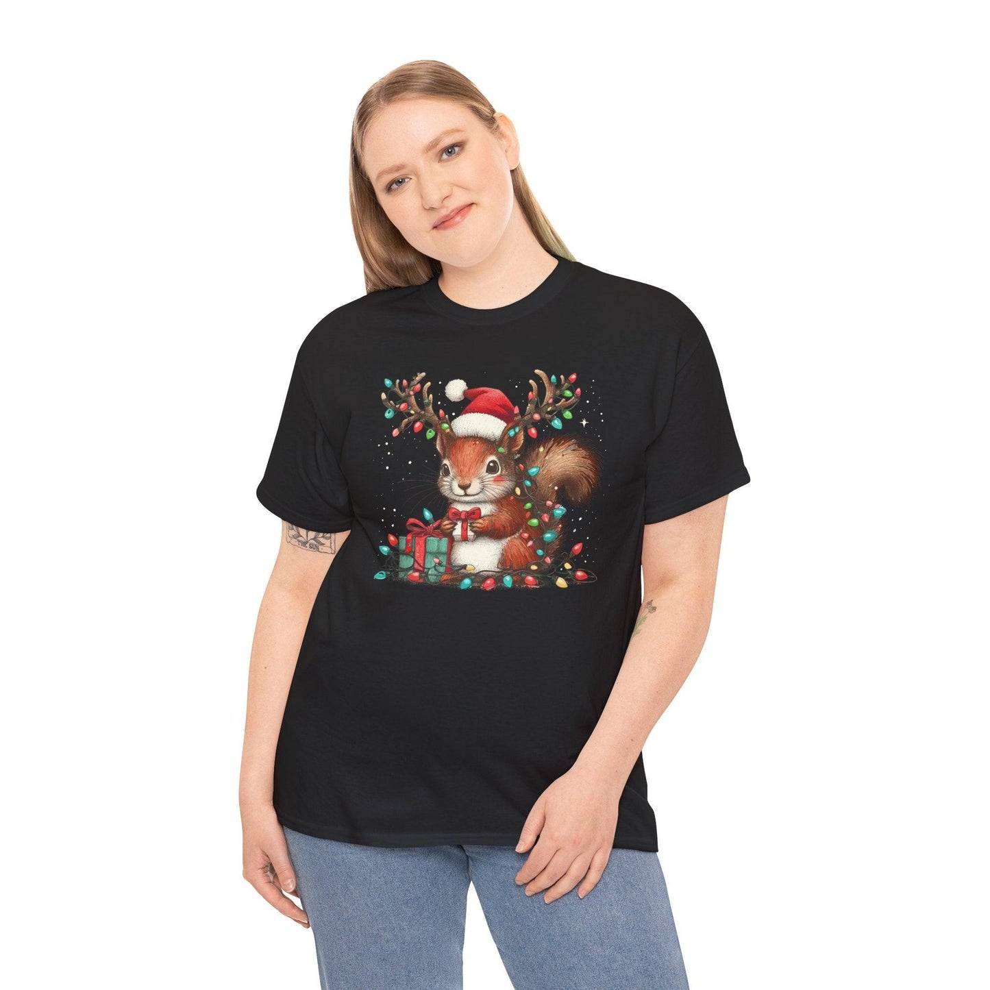 Funny Squirrel Christmas Shirt | Cute Xmas Lights Holiday Santa Tee - Stylfer