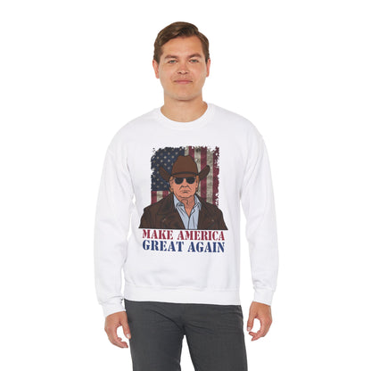 Make America Great Again Cowboy Trump Sweatshirt – Patriotic Western Graphic Sweater