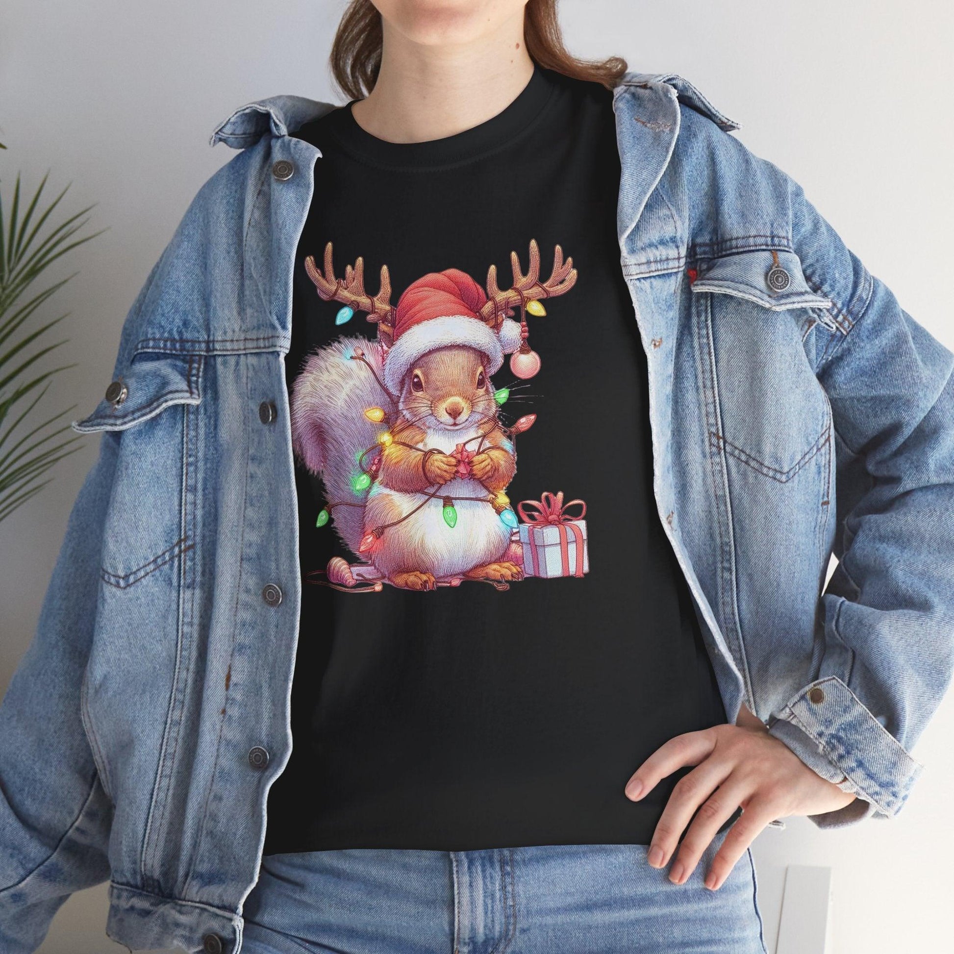 Squirrel Funny Christmas Shirt | Cute Xmas Lights Holiday Santa Tee - Stylfer