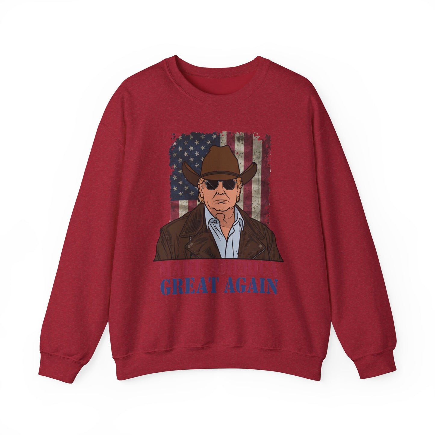 Make America Great Again Cowboy Trump Sweatshirt – Patriotic Western Graphic Sweater