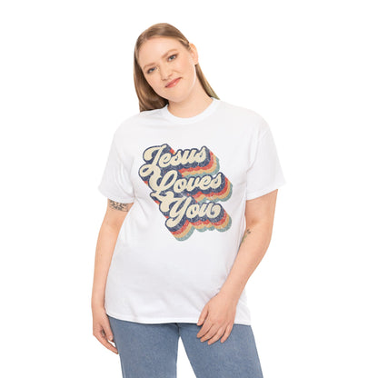 Jesus Loves You Retro T-Shirt | Christian Faith Graphic Tee for Men & Women