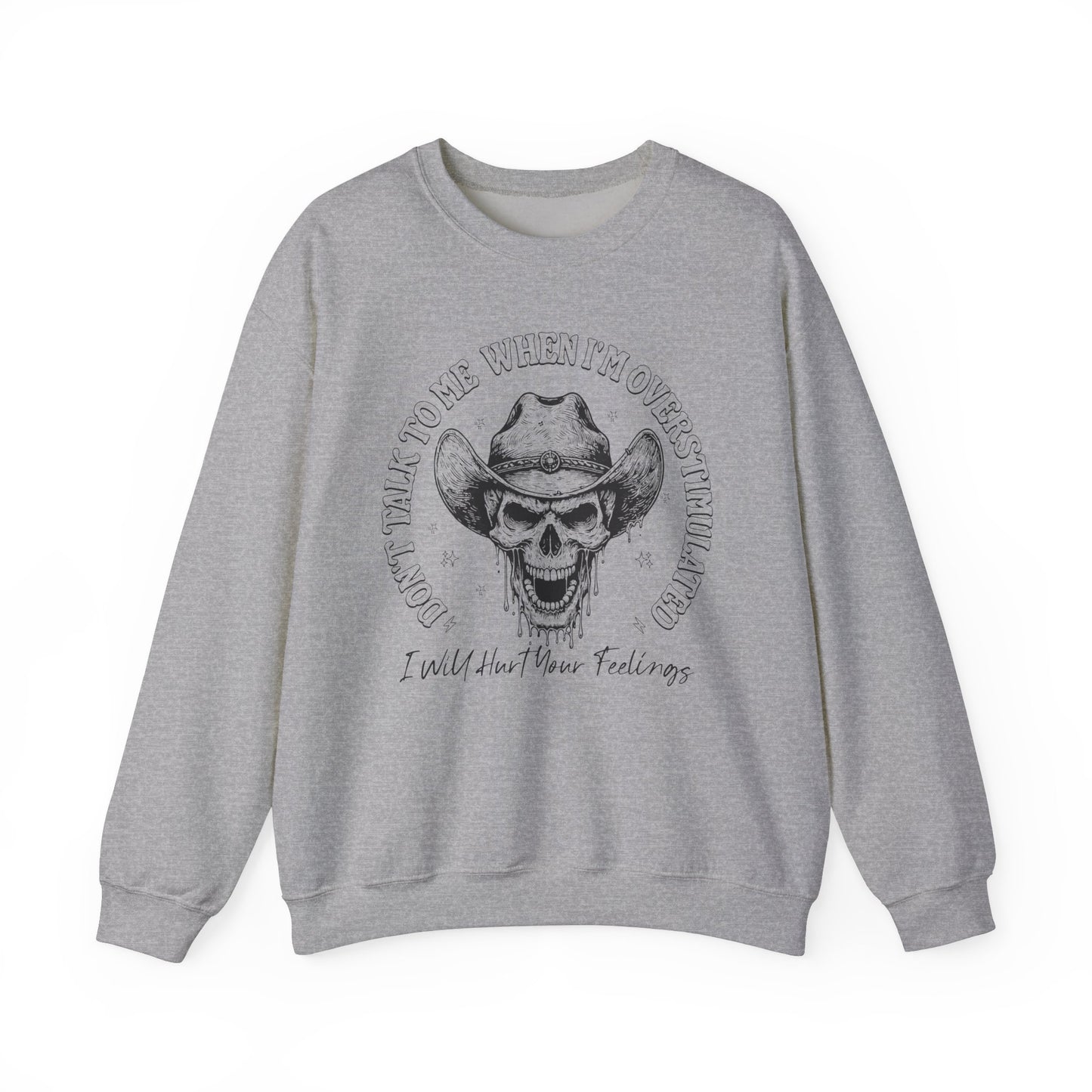 Skull Sweatshirt – "Don’t Talk to Me When I’m Overstimulated" Funny Retro Crewneck - Stylfer