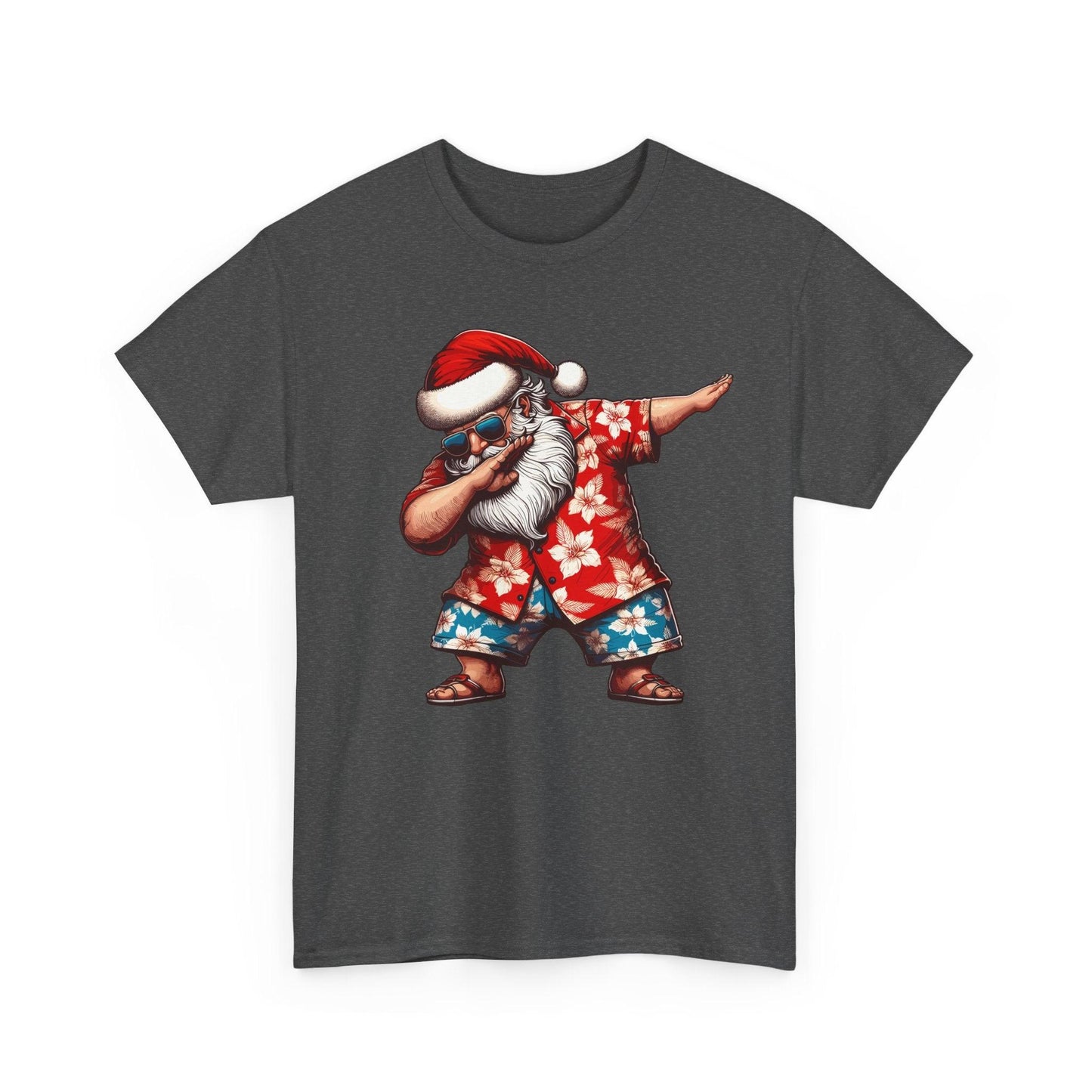 Hawaiian Dabbing Santa | Funny Christmas T-Shirt for Men & Women - Stylfer