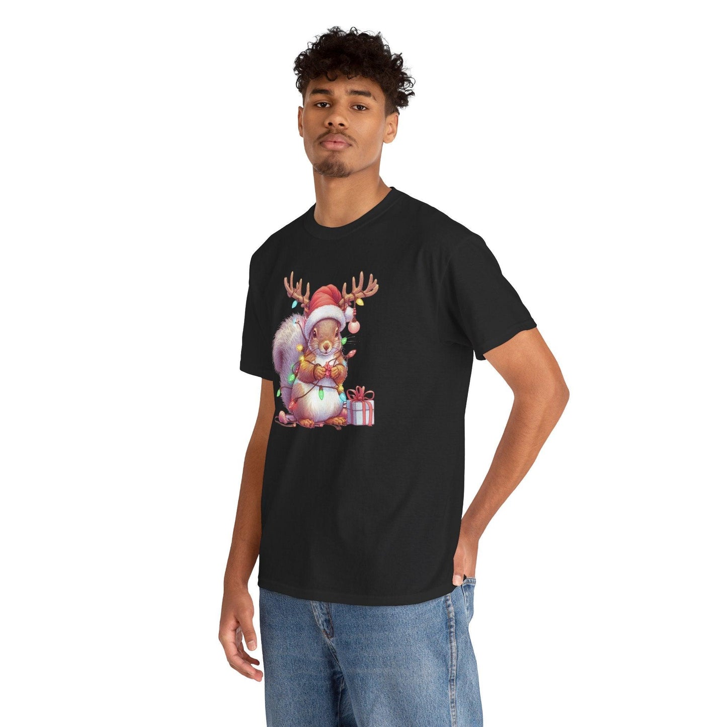 Squirrel Funny Christmas Shirt | Cute Xmas Lights Holiday Santa Tee - Stylfer