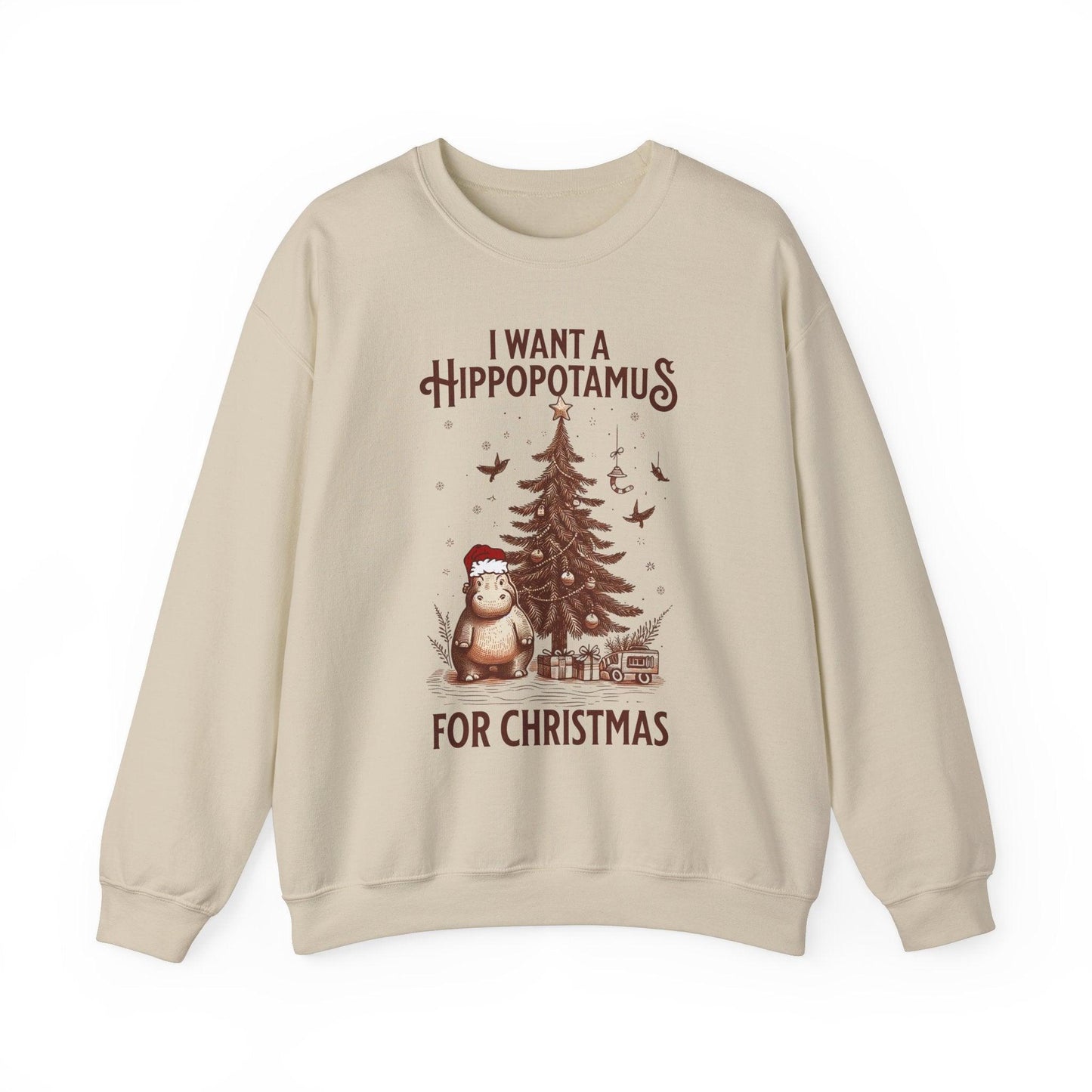 I Want Hippopotamus For Christmas Sweatshirt | Festive Holiday Humor - Stylfer