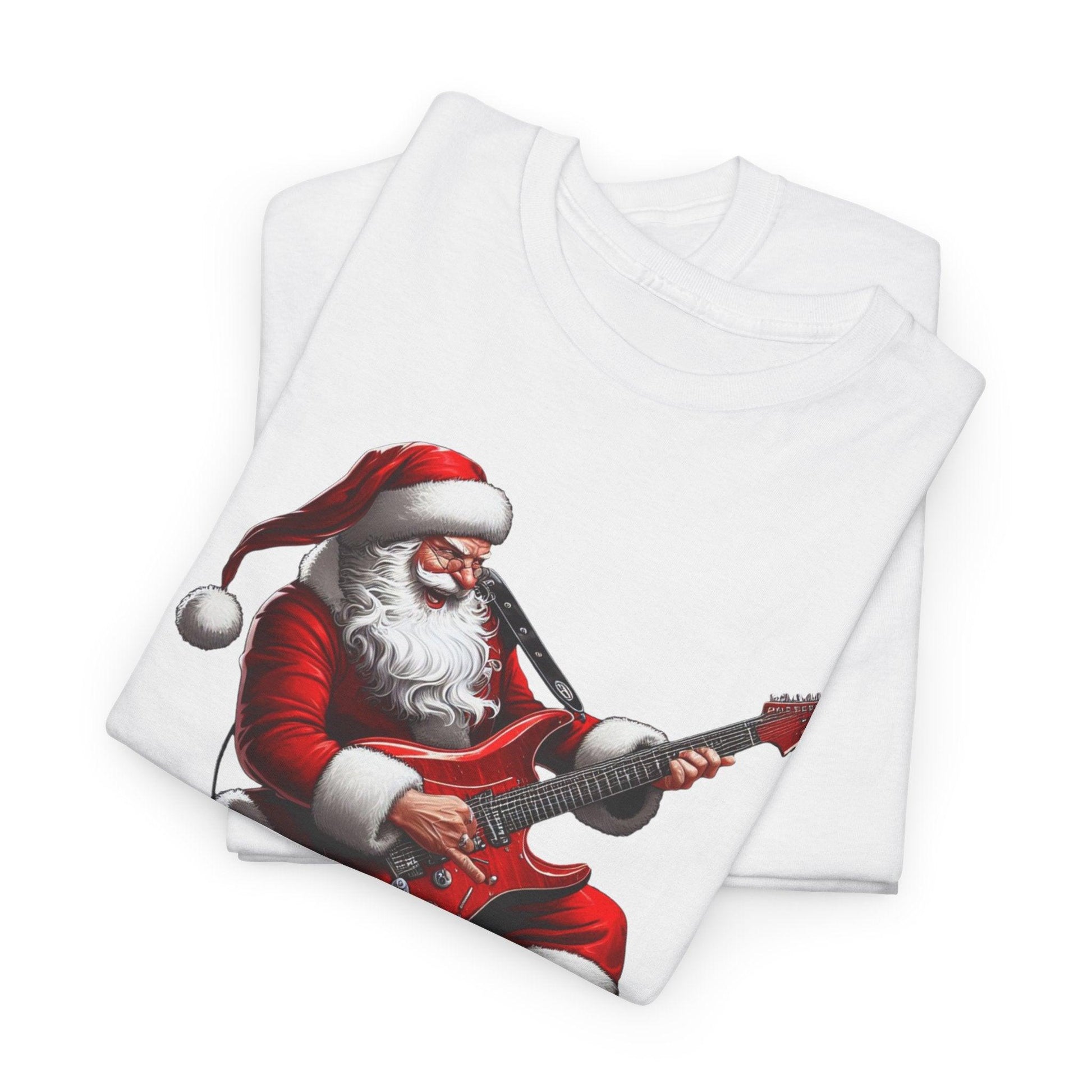 Santa Playing Guitar T-Shirt – Funny Vintage Santa Claus Christmas Shirt - Stylfer