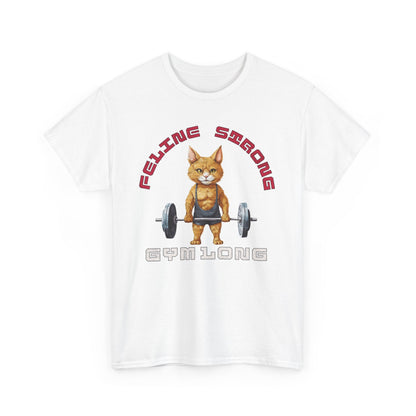 Feline Strong Gym Cat T-Shirt | Funny Workout Motivation Graphic Tee