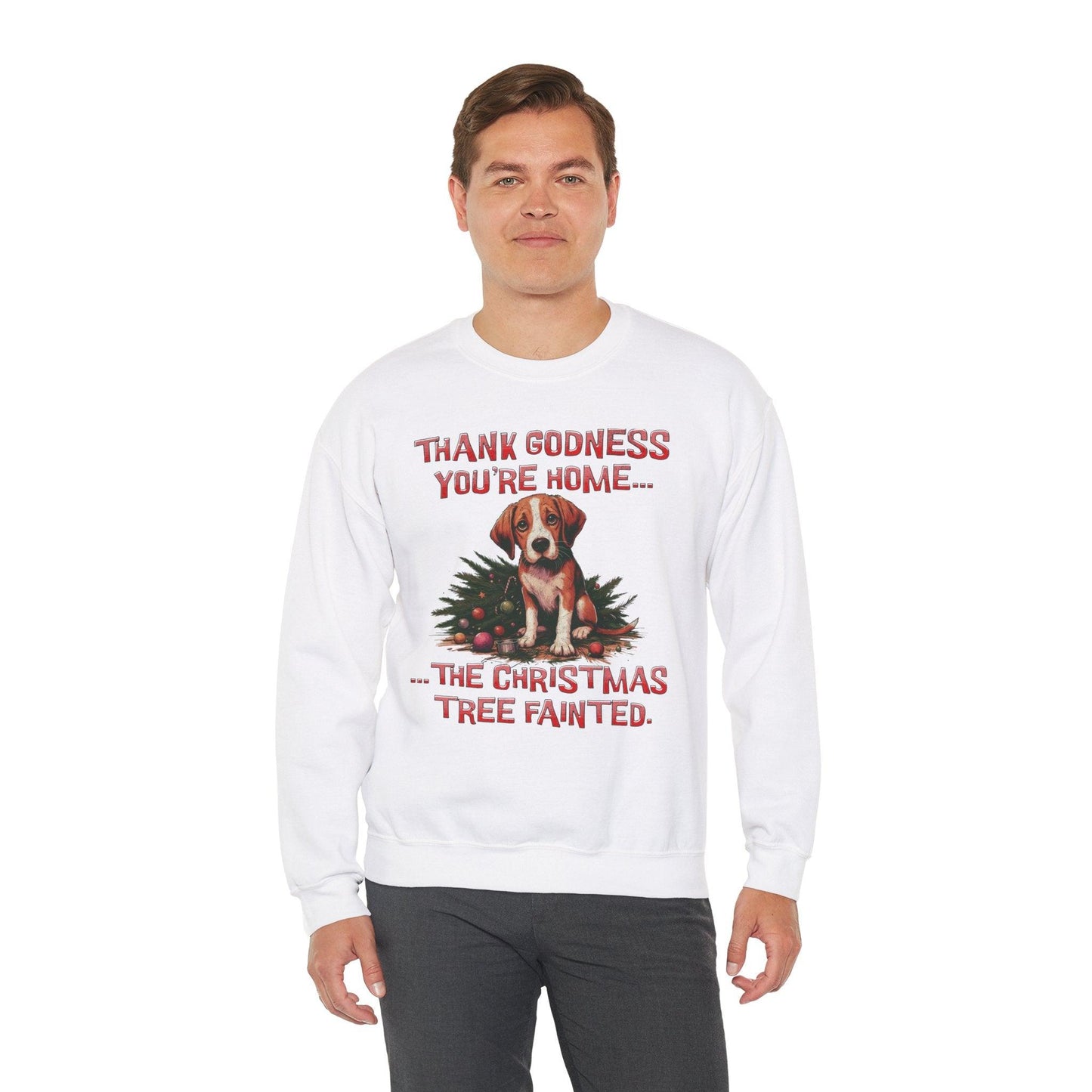 Thank Godness You're Home Christmas Sweatshirt | Funny Dog Sweater - Stylfer