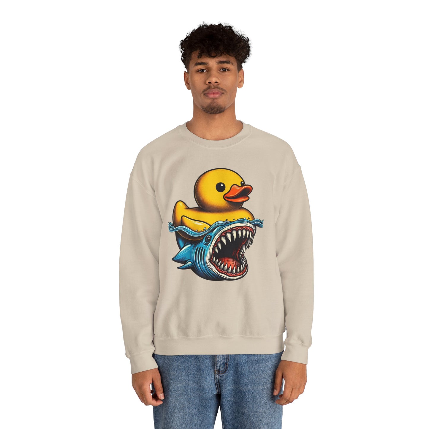 Monster Duck Shark Sweatshirt – Funny Horror Novelty Graphic Pullover