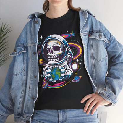 Skeleton Astronaut Shirt | Funny Galaxy Halloween Graphic Tee - Stylfer