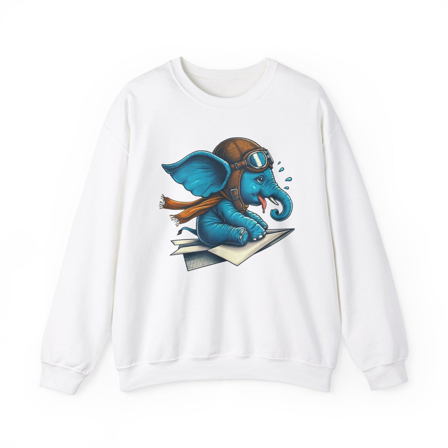 Cute Baby Pilot Elephant Sweatshirt | Cozy Adventure Animal Paper Airplane Design