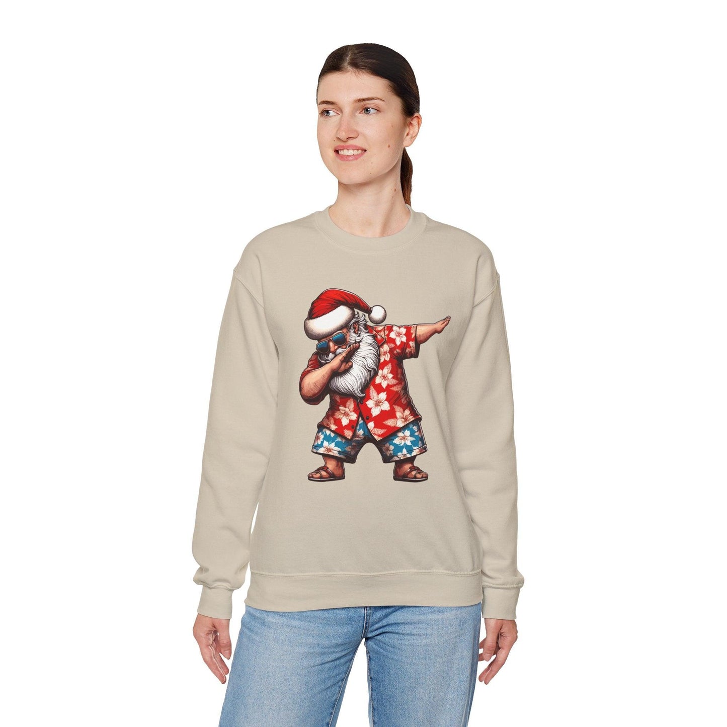 Hawaiian Dabbing Santa | Funny Christmas Sweatshirt for Cozy Festivities - Stylfer