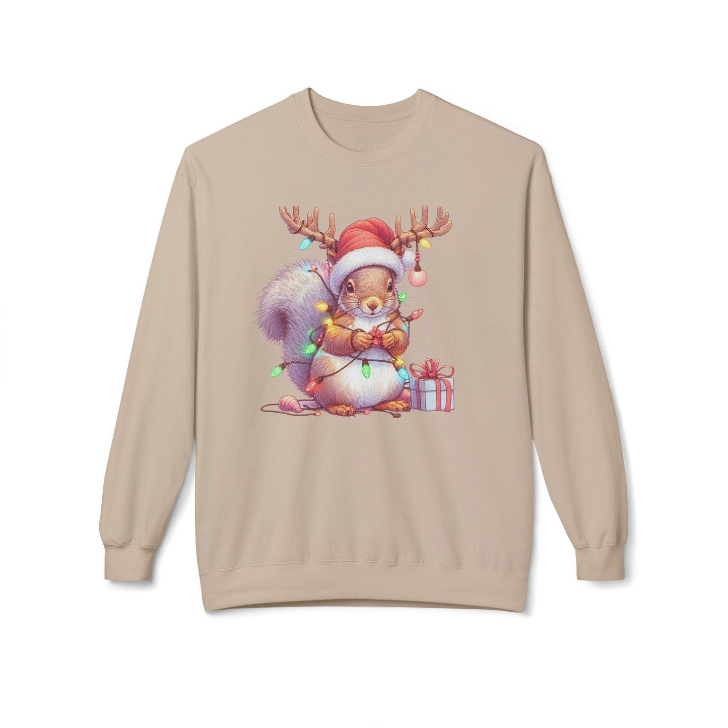 Squirrel Funny Christmas Sweatshirt | Cute Xmas Lights Holiday Santa Shirt - Stylfer