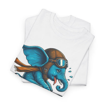 Cute Baby Pilot Elephant T-Shirt | Adventure Animal Paper Airplane Graphic Tee