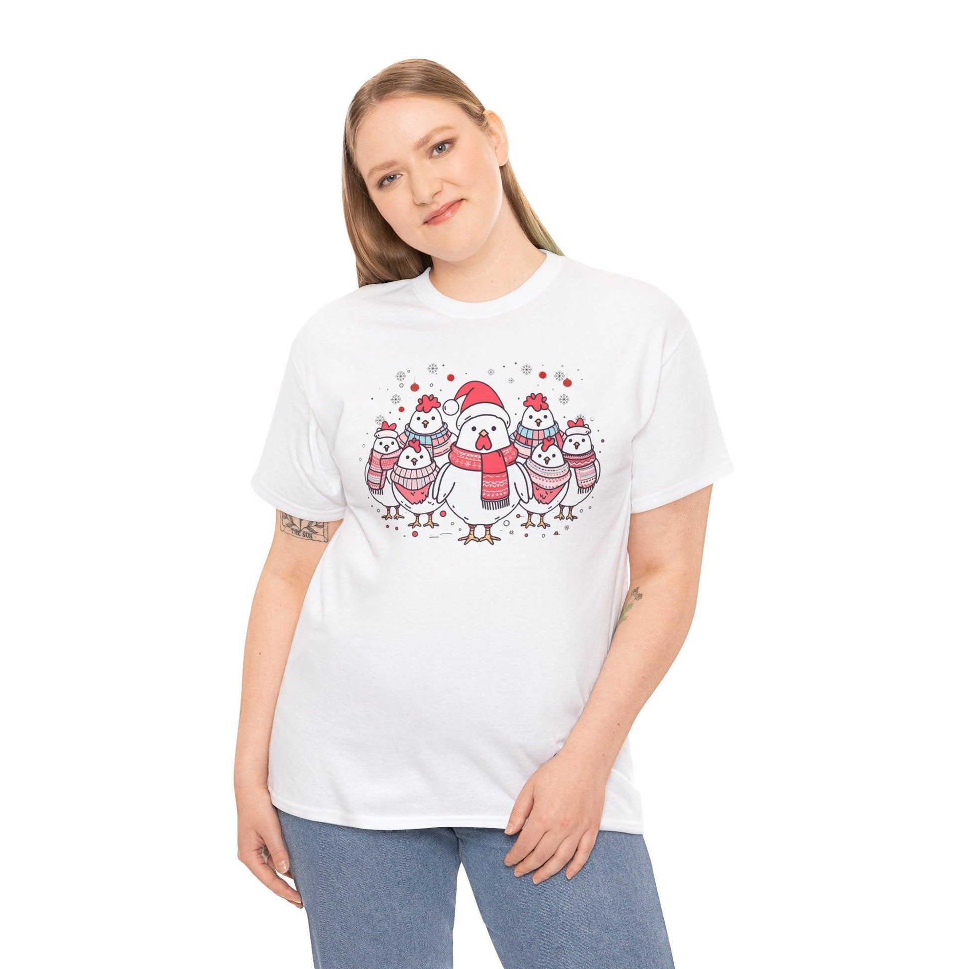 Christmas Chickens Shirt | Funny Farmer Animal Lovers Xmas Tee - Stylfer