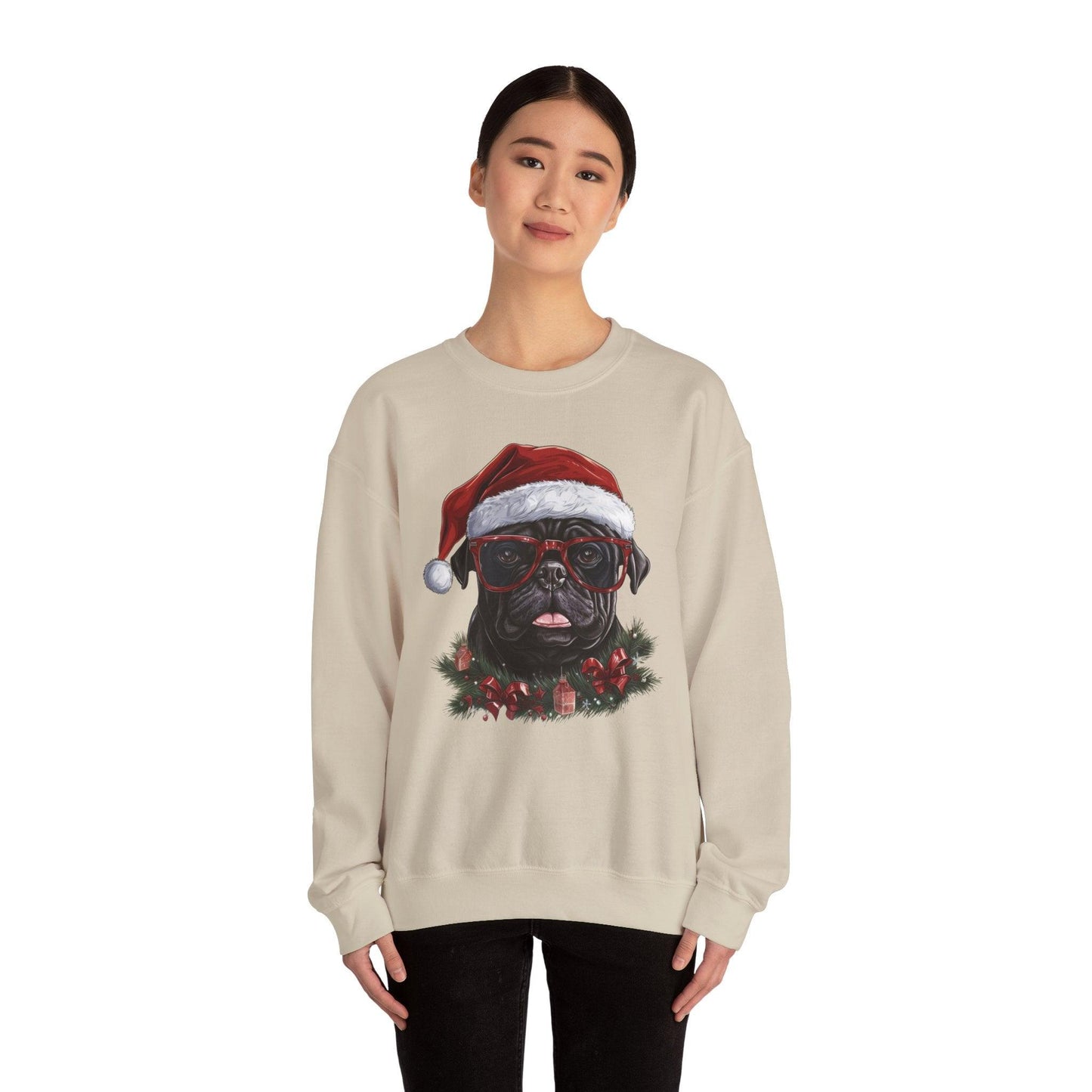 Funny Santa Pug Christmas Sweatshirt – Cute Holiday Pullover for Dog Lovers - Stylfer