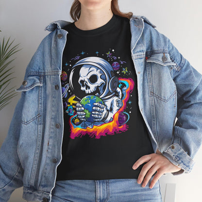 Skeleton Astronaut Shirt | Funny Space Galaxy Halloween Tee - Stylfer