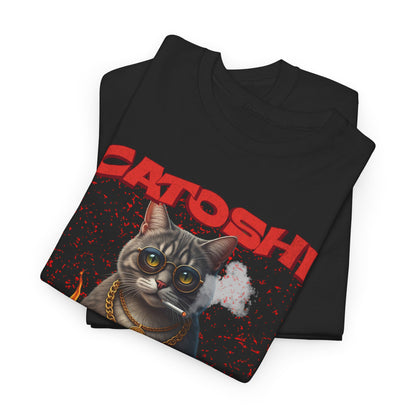 Catoshi Nakamoto Funny T-Shirt – Bitcoin Meme Cat Graphic Tee