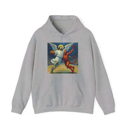 Jesus Vs Satan Basketball Hoodie | Faith-Inspired Sportswear - Stylfer