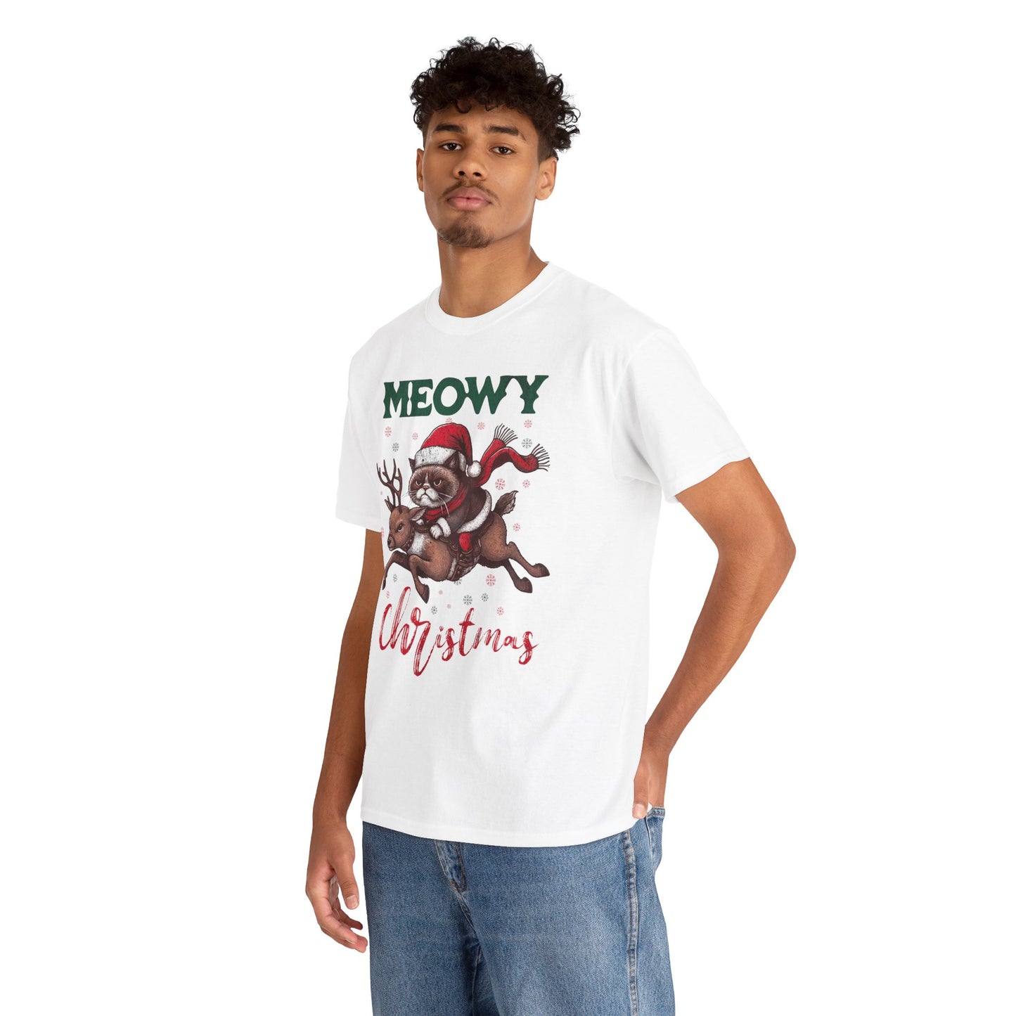 Funny Meowy Christmas Grumpy Shirt | Cat Lovers Vintage Holiday Te - Stylfer