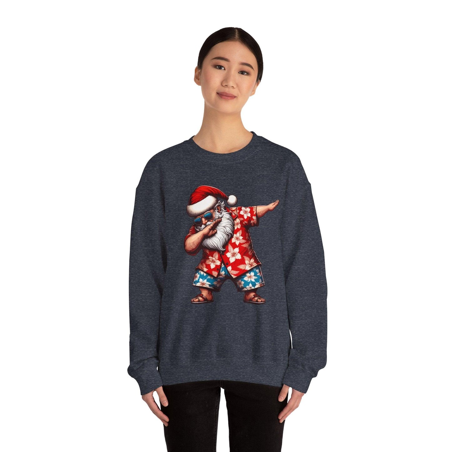 Hawaiian Dabbing Santa | Funny Christmas Sweatshirt for Cozy Festivities - Stylfer