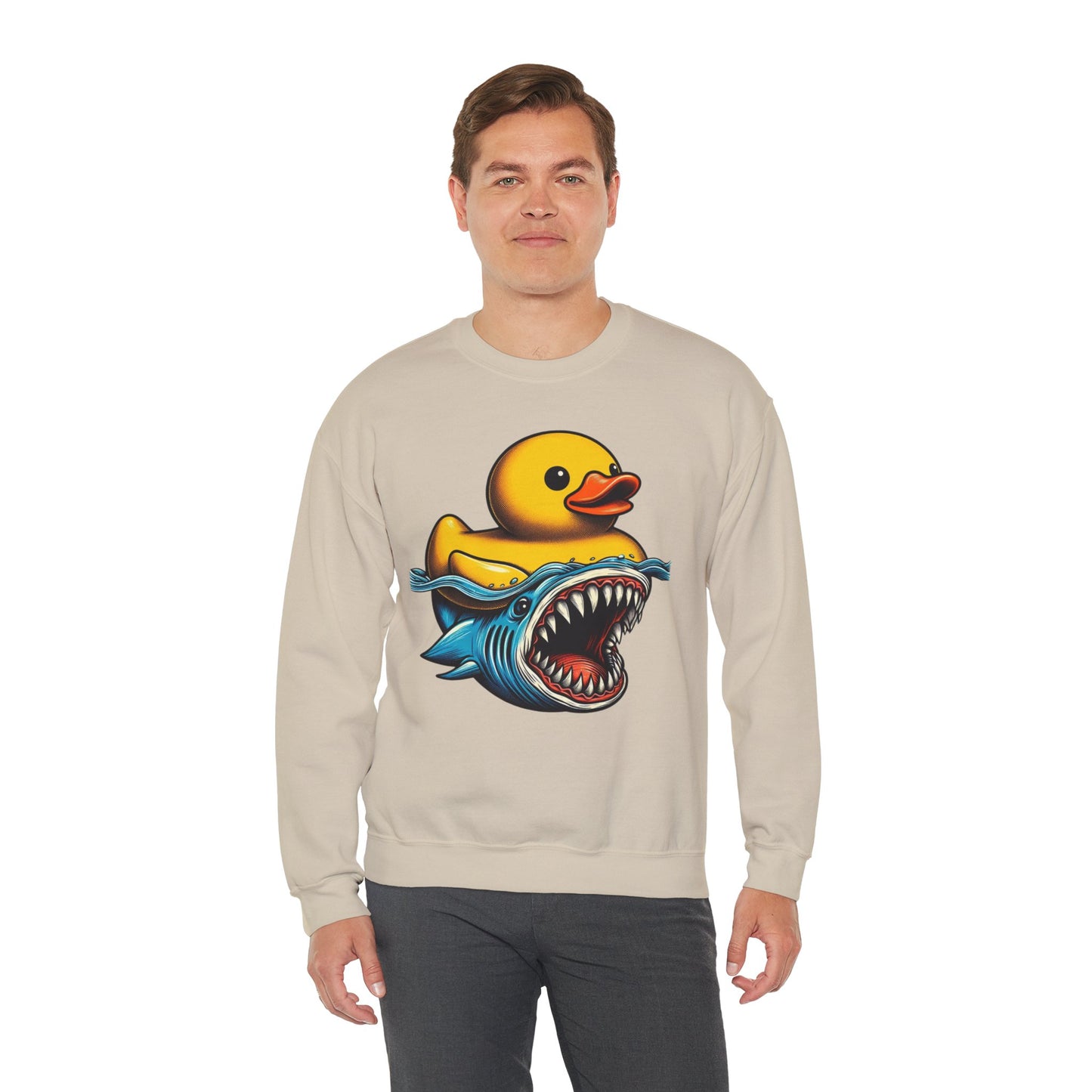 Monster Duck Shark Sweatshirt – Funny Horror Novelty Graphic Pullover