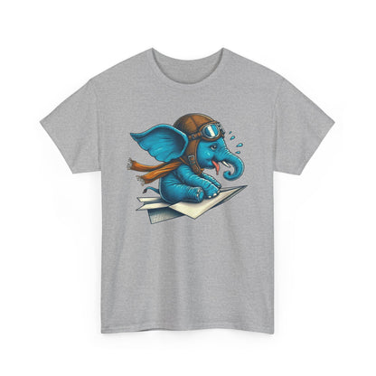 Cute Baby Pilot Elephant T-Shirt | Adventure Animal Paper Airplane Graphic Tee