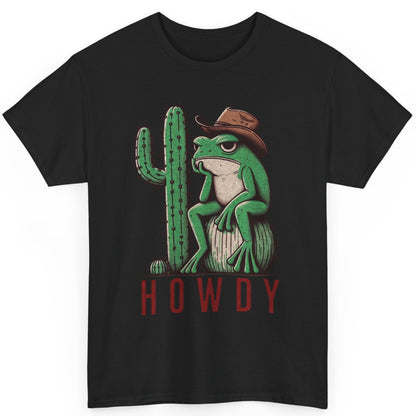 Funny Frog Cowboy T-Shirt | 'Howdy' Western Graphic Tee for Men & Women