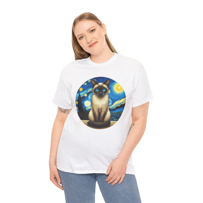 Siamese Cat T-shirt – Vintage Van Gogh Style Shirt for Cat Lovers