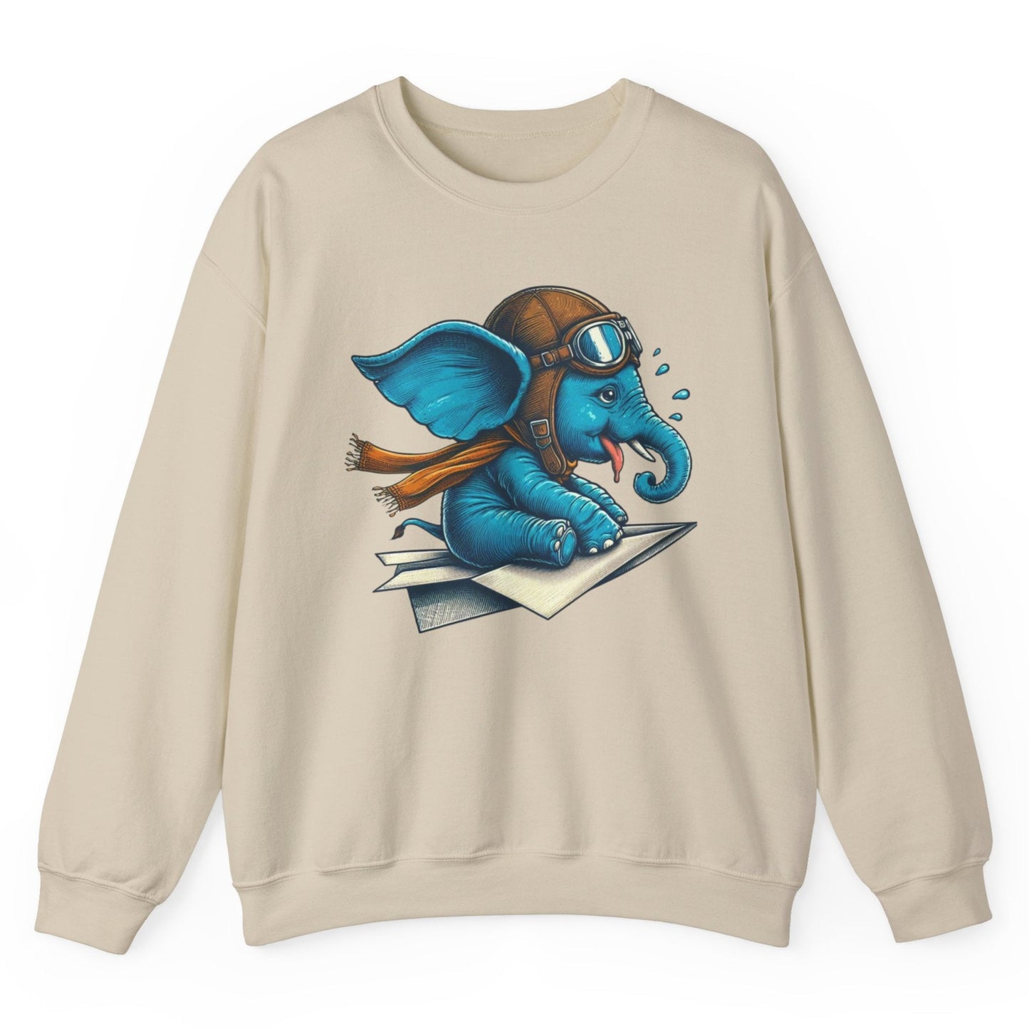 Cute Baby Pilot Elephant Sweatshirt | Cozy Adventure Animal Paper Airplane Design