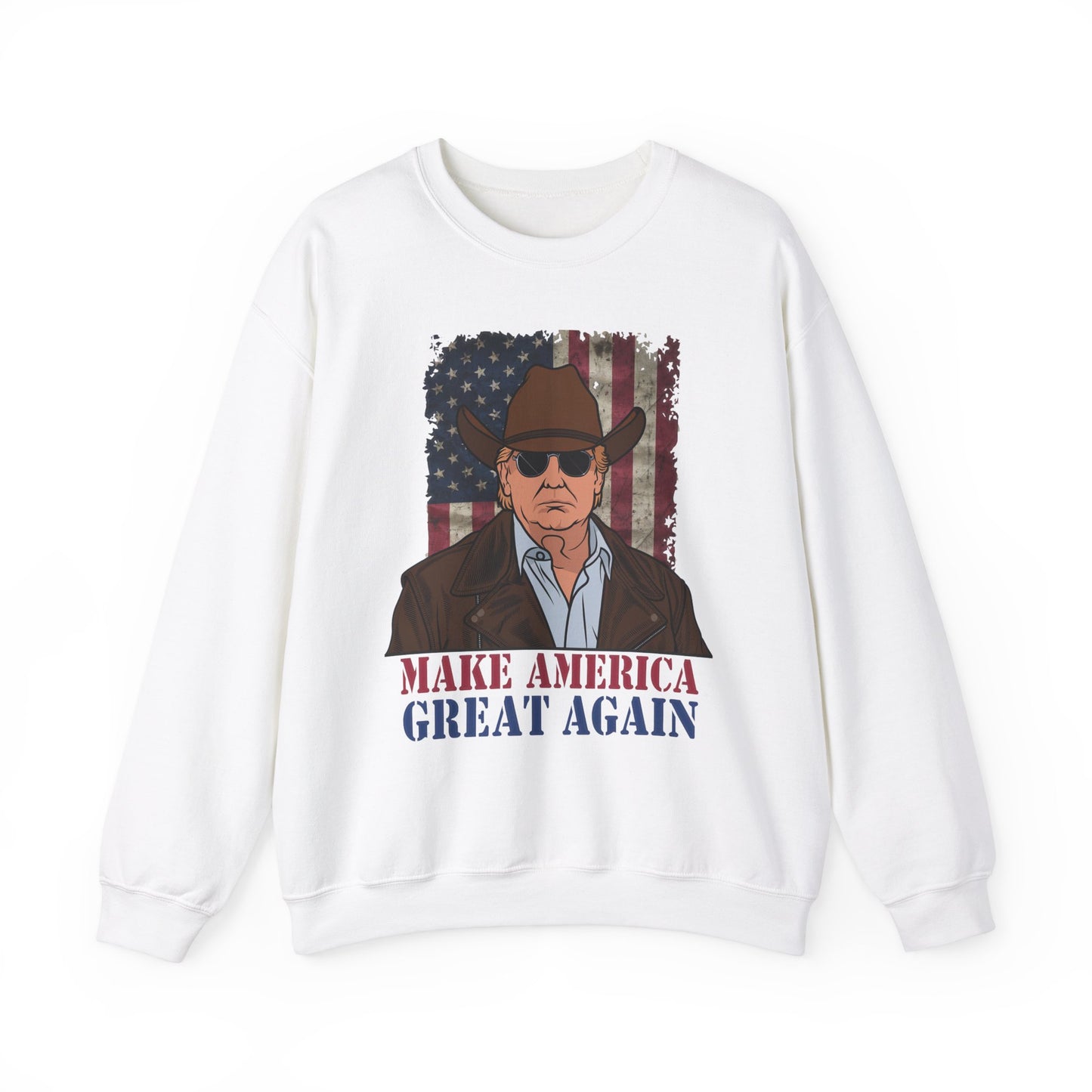 Make America Great Again Cowboy Trump Sweatshirt – Patriotic Western Graphic Sweater