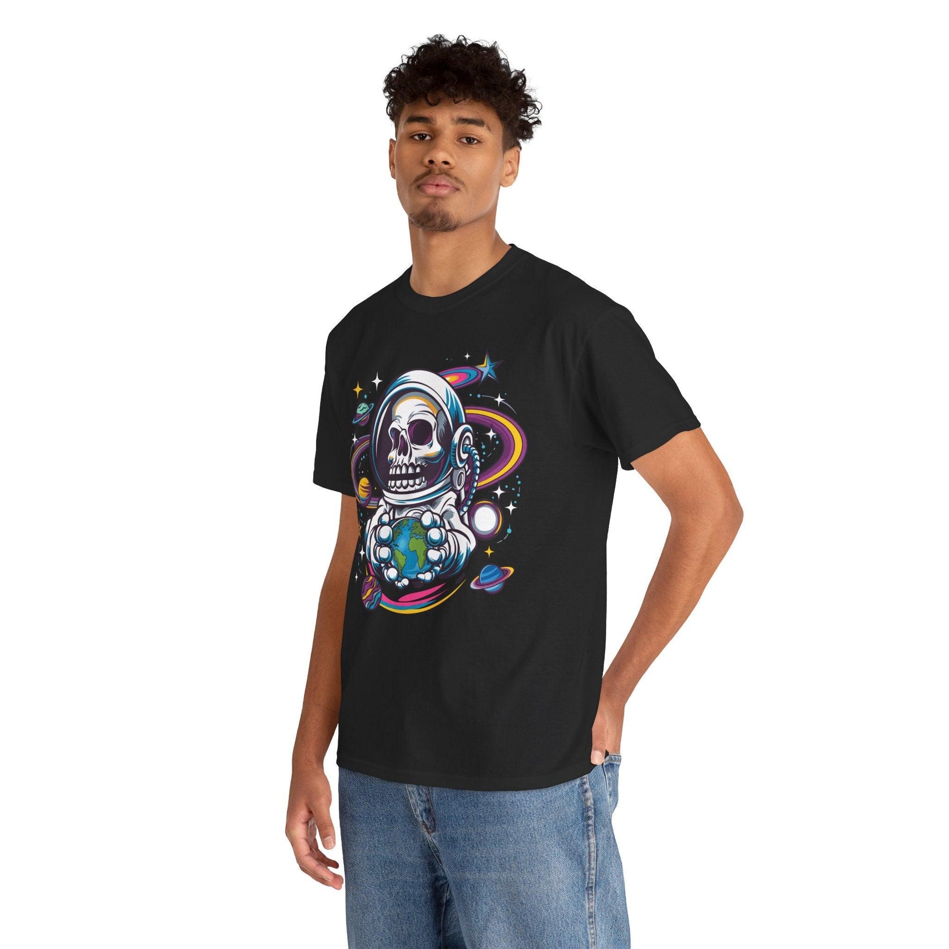 Skeleton Astronaut Shirt | Funny Galaxy Halloween Graphic Tee - Stylfer