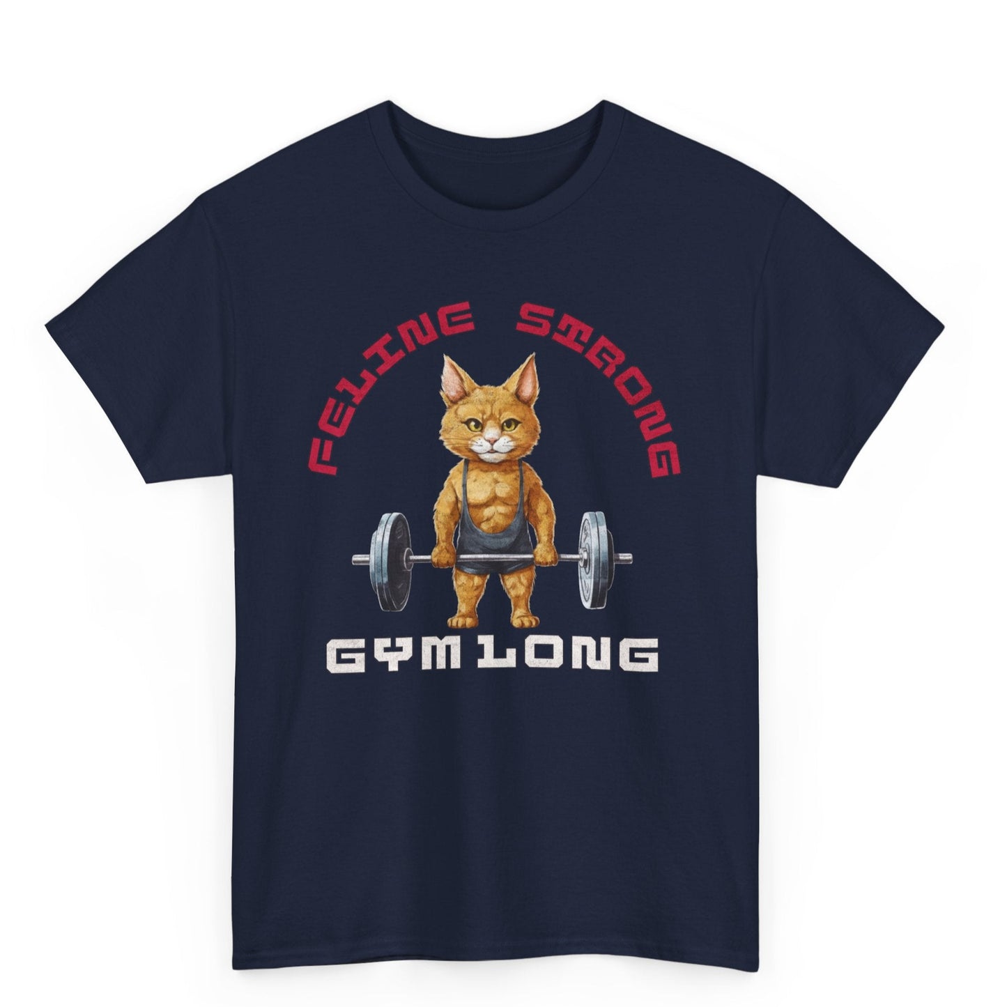 Feline Strong Gym Cat T-Shirt | Funny Workout Motivation Graphic Tee