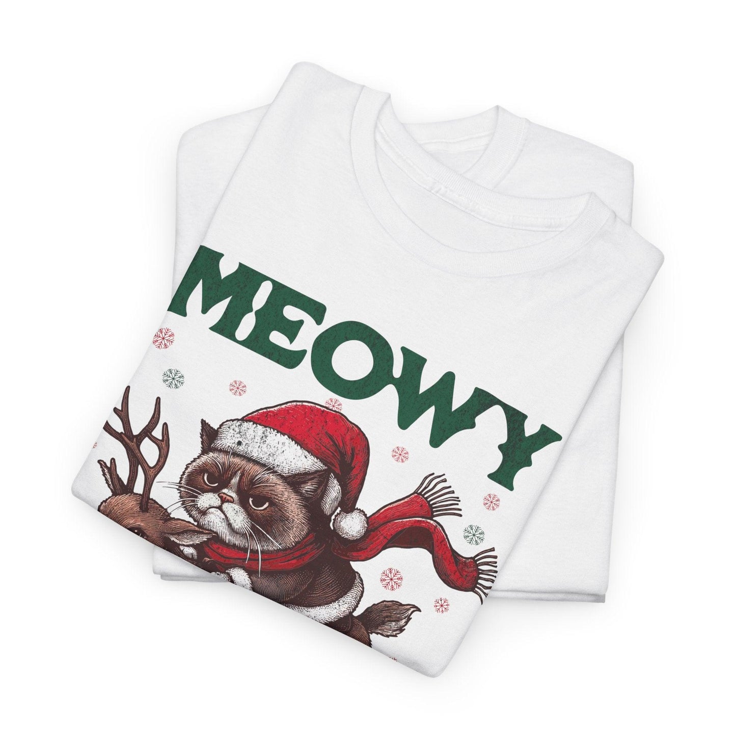 Funny Meowy Christmas Grumpy Shirt | Cat Lovers Vintage Holiday Te - Stylfer